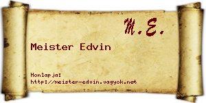Meister Edvin névjegykártya